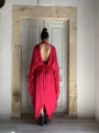 Long drapped dress stelios koudounaris fuchsia