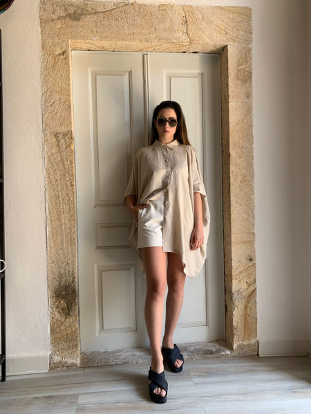 beige linen oversized shirt Gaffer
