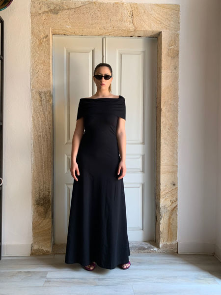 Black long strech cotton lycra dress