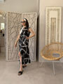 Black and white art silk printed shirtdress Alexia Raisi