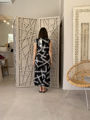 Black and white art silk printed shirtdress Alexia Raisi