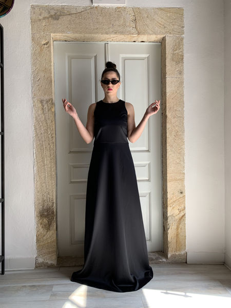 Long black satin dress Miro
