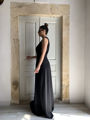Long black satin dress Miro