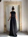 Long black satin dress Miro