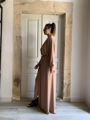 Asymetric wrap dress dark nude stelios koudounaris