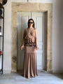 Asymetric wrap top nude with one shoulder stelios koudounaris