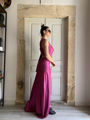 Bias cut long bow dress metallic stelios koudounaris