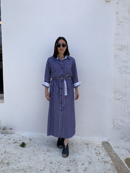 Dark blue white shirtdress Evi Grintela