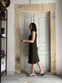 Khaki cotton short dress Parthenis