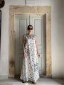 White with black dots linen dress parthenis