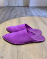Fuchsia suede mules handmade Ulysses MOroccan style 