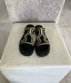 Peitho Zeus and Dione sandals black gold cotton cord