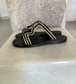 Peitho Zeus and Dione sandals black gold cotton cord