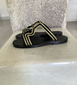 Peitho Zeus and Dione sandals black gold cotton cord
