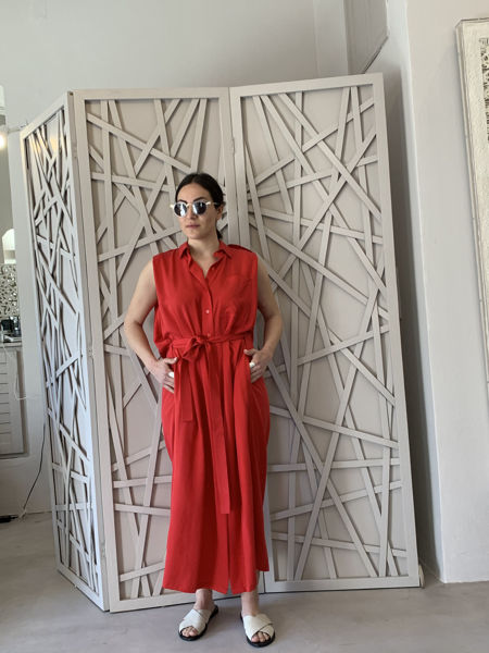 Red shirtdress with belt alexia raisi