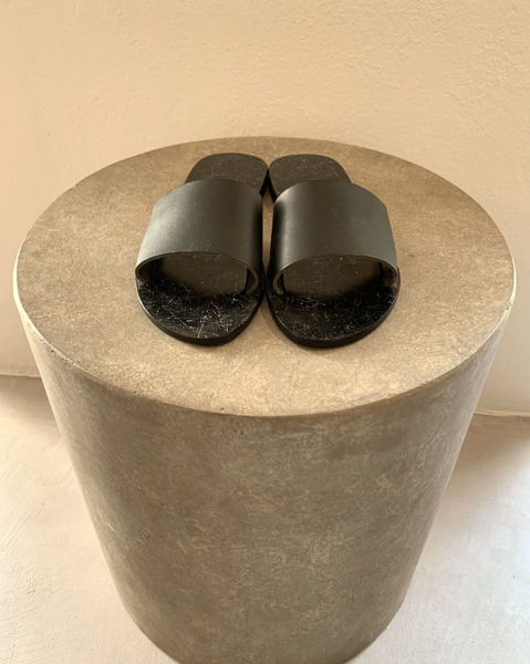 Black leather Greek sandals Kyma 