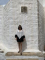 Silk crepe ivory poncho blouse Zeus Dione 