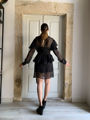 Black silk transparent ruffled dress Stelios Koudounaris